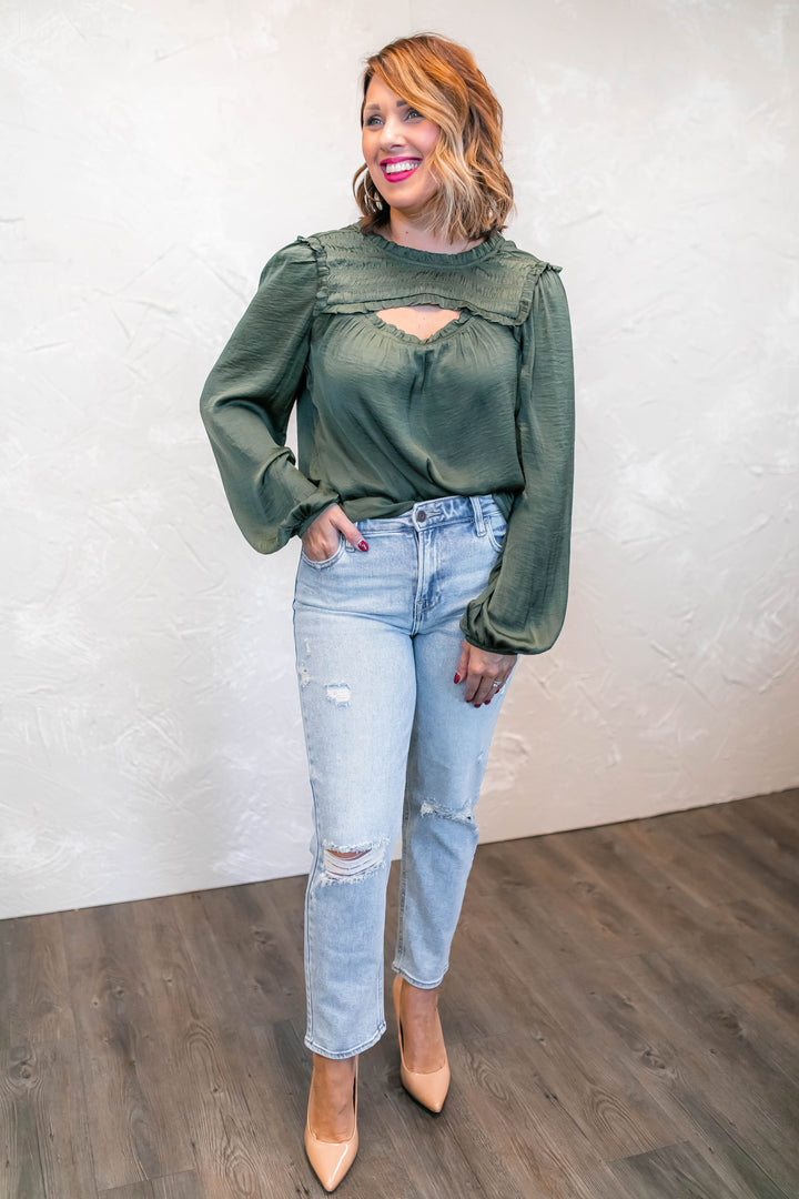 The Eloise Blouse - Olive (XS-3XL) - One Eleven Olive Boutique